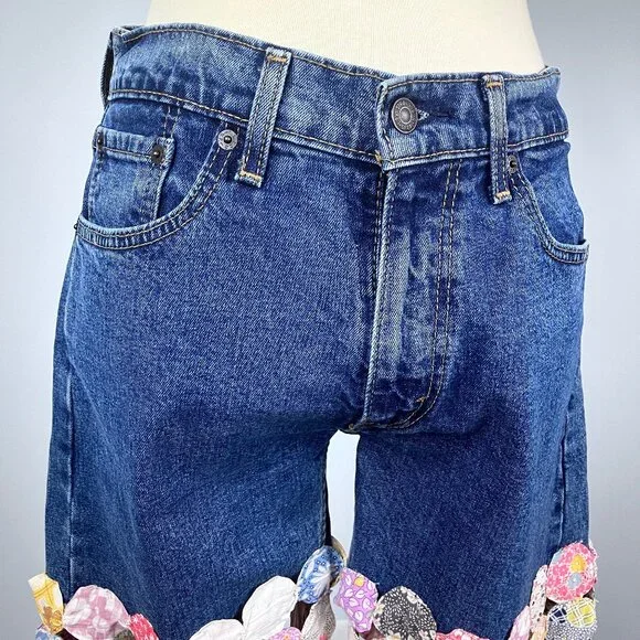 The Series New York Vintage Patchwork Quilted Pants Jeans Denim 30 Hi Rise Vtg - Picture 9 of 15